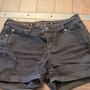 Jennifer Lopez Dark Denim Jean Boyfriend Distressed Shorts